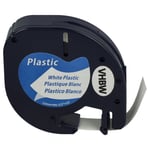 vhbw Ruban plastique compatible avec Dymo LetraTag , LT-100H, 2000, LT-100T imprimante d'étiquettes 12mm Noir sur Blanc, plastique