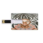 8 GB Clés USB à mémoire flash Décor de pays Stockage de bâton de mémoire de disque de la clé U de forme de carte de crédit bancaire Femme africaine avec zèbre esprit Animal Image Nature sur le thème d