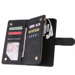 OnePlus 8 Pro Multifunktionellt Plånboksfodral Zipper 8-Fack Svart