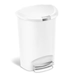 simplehuman CW1356 poubelle demi-lune à pédale, poubelle de cuisine, plastique blanc, 50 litres