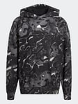 Boys, adidas Future Icons Allover Print Hoodie Kids, Grey, Size 9-10 Years