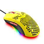 Lightweight Gaming Mouse,26 Kinds RGB Backlit Mice,PixArt 3325 12000 DPI Mouse,Ultralight Honeycomb Shell Ultraweave Cable Mouse and Anti-Key Can Be Set for PC Gamers and Xbox and PS4 Users(Yellow)