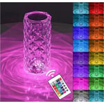 Linghhang - Crystal Light, 16 couleurs changeantes rgb Touch Dimmable Rose Lampe de table, Romantique led Diamond Night Light usb Rechargeable Lampe