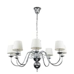 MiniSun Large Retro 8 Way Ceiling Light Chandelier Fitting in a Polished Chrome Finish with Cream Tapered Shades - Complete with 4w LED Filament Candle Bulbs [2700K Warm White]