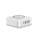 Chargeur secteur WE 3 Port USB A + 1 Port USB-C + 1 socle charge sans-fil, Total 32W,Power Delivery/QC 3.0, coloris blanc.