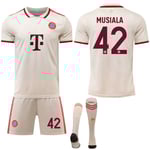 Bayern München Borta Fotbollströja Set för Barn och Vuxna 2024-2025 med Strumpor No.42 Musiala 20