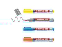 Edding 385 Flipchart, 4 Styck, Blå, Orange, Silver, Gul, Penspets, Plast, Rund, 1 Mm