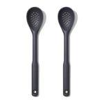 Oxo Silicone Slotted Cooking Spoon Ideal on Non Stick Surface Black (Pack of 2) (2)