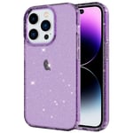 iPhone 14 Pro Glitter Powder deksel - Transparent Purple