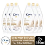 Dove Body Wash Silk Glow Sulfate-free Moisturising for Silky Soft Skin, 6x450ml