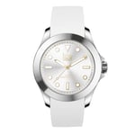 ICE-WATCH - Ice Steel White Gold - Montre Blanche pour Femme avec Bracelet en Silicone - 020384 (Medium)