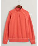 Gant Mens Sunfaded Half Zip Sweatshirt - Salmon - Size Large