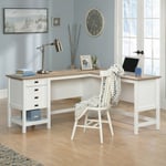 Teknik Shaker Style White and Oak L-Shaped Desk
