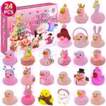 2024 Adventskalender, 24 Dagar Julnedräkning med 24 St Gummiduckor Roliga Duckie Badleksaker för 3-9 Åriga Barn Julgåvor