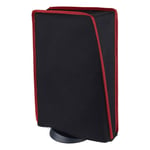 playvital Black Nylon Dust Cover for ps5, Soft Neat Lining Dust Guard for ps5 Console, Anti Scratch Waterproof Cover Sleeve for ps5 Console Digital Edition & Disc Edition - Red Trim