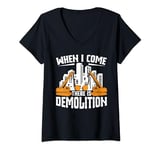 Womens Demolition Hammer Construction Worker Demolition Expert V-Neck T-Shirt