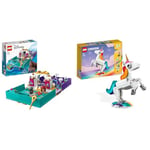 LEGO Disney Princess The Little Mermaid Story Book Buildable Toy with Ariel, Prince Eric and Ursula & 31140 Creator 3 in 1 Magical Unicorn Toy to Seahorse to Peacock, Rainbow Animal Figures