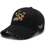 Baseball Caps Fresh Women Unisex Bees Floral Embroidery Baseball Caps Outdoor Sport Travel Casual Snapback Cap Hat For Men Adjustable Black