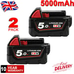 2x For Milwaukee M18B5 18V M18 5Ah Battery Lithium ion