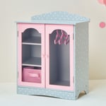 Baby Doll Closet Pink Grey Polka Dot Eco-Friendly Wood 16-18" Dolls 3 Hangers