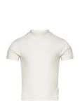 Cropped Mock Neck Rib T-Shirt Tops T-shirts Short-sleeved White Tom Tailor