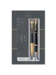 Parker Urban Duo Gift Set with Ballpoint Pen & Fountain Pen | Muted Black with Gold Trim | Blue Ink Refill & Cartridge