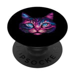 Cosmic Cat – Imprimé visage félin inspiré de la galaxie PopSockets PopGrip Interchangeable