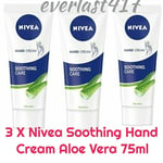 Nivea Soothing Hand Cream Aloe Vera Leaves your skin soft and supple 3 X 75 ML