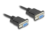 Delock - Seriell Rs-232-Kabel - Db-9 (Hona) Skruvbar Till Db-9 (Hona) Skruvbar - 50 Cm - 5 Mm - Svart