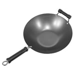 35.5cm Non-Stick Carbon Steel Wok Induction Hob Chinese Asian Stir Fry Pan