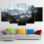 HD 5 Piece Canvas Painting Skyrim Posters and Prints Pictures for Living Room Wall Art Home decor/30x40 30x60 30x80cm-No Frame