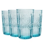 Bormioli Rocco 12x Romantic Highball Glasses Boho Water Tumblers 475ml Blue