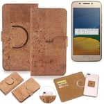 360° wallet case cork cover for Motorola Moto G5 Dual-SIM case bag