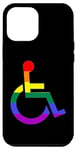 Coque pour iPhone 13 Pro Max Symbole de fauteuil roulant arc-en-ciel