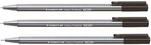 Staedtler Black 0.3mm Triplus Fineliner Fine Line Pens Superfine Dry Safe &... 