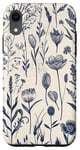 Coque pour iPhone XR Blue Floral Botanical Pattern Phone Cover