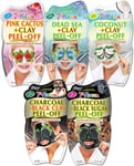 7Th Heaven Clay Peel off Face Masks X 5 - Pink Cactus, Dead Sea, Coconut and Cha