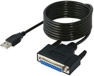 SABRENT Adaptateur de câble d'imprimante USB vers parallèle DB25 IEEE 1284, Câble USB vers imprimante à port parallèle thumbscrews connectors (CB-DB25)