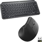 Logitech MX Keys Mini Clavier et Souris sans Fil Verticale Lift, Touches rétroéclairées, Bluetooth/récepteur USB Logi Bolt, Silencieux, Windows/macOS/iPadOS, Ordinateur Portable/PC, AZERTY FRA - Gris