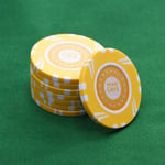 25 x Full Size Poker Chips Man Cave Branded Roulette Casino Texas Hold Em Yellow