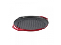 Grand_Feu Enameled Ribbed Cast Iron Frying Pan Red
