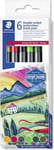 Staedtler Dubbla Fiberpennor "Europa", Ask Med 6 St, 2 Spetsar, Linjebredd: 1,0 - 6,0 Mm / 0,5 - 0,8 Mm, - 1 St (3001 C6-1)