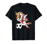Funny Dabbing Unicorn England Football - English Flag Soccer T-Shirt