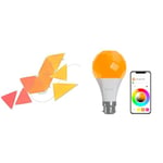 Nanoleaf Shapes Triangle Starter Kit, 9 Smart Light Panels LED RGBW & Essentials B22 LED Bulb, RGBW Dimmable Smart Bulb