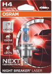 Osram Night Breaker Laser - Glödlampa H4 60/55W 12 V 1-pack - VW - Toyota - Renault - Ford - Volvo - Skoda - Opel - Audi