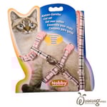 Kattsele med Kattkoppel Tartan Rosa