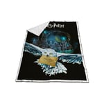 Plaid Polaire Harry Potter - Hedwige la Chouette - Noir et Bleu