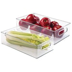 mDesign Set of 2 Refrigerator and Freezer Storage - Storage Containers for Food Items - Practical Storage Boxes for The Kitchen - Clear