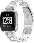 Simpleas Watch Strap compatible with Fitbit Versa, Solid Stainless Steel Link Bracelet (Silver)