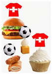 Switzerland Football Euro Food & Cupcake Toppers Decoration Shirts and Ball 14PK